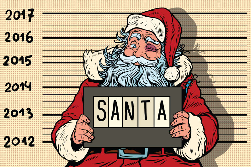 矢量犯罪嫌疑人圣诞老人被捕