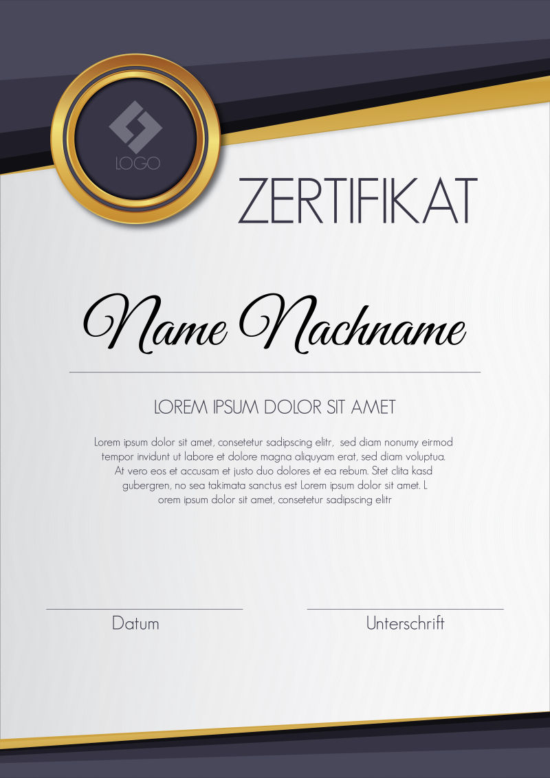 文凭证书样板黑色和金色搭配奢华和现代风格的矢量形象