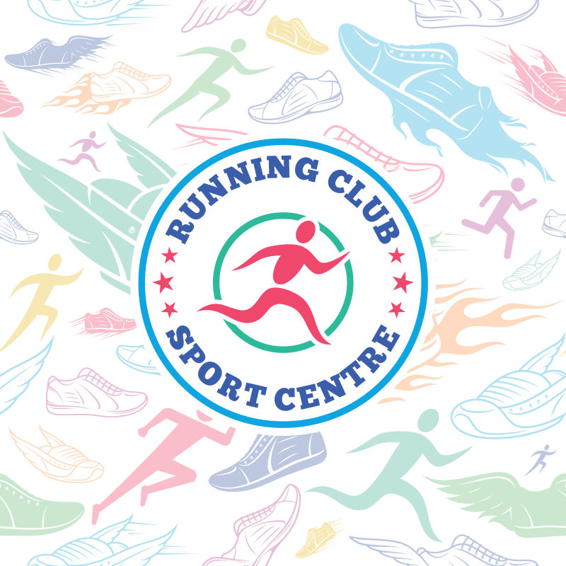 超越跑鞋无缝模式矢量海报设计