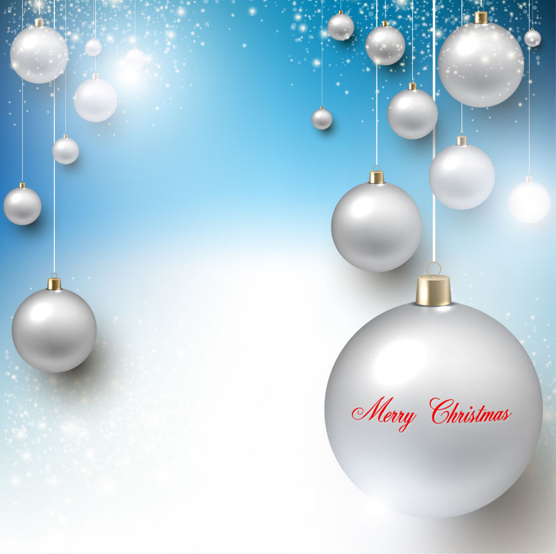 闪亮的圣诞球装饰的新年背景矢量图