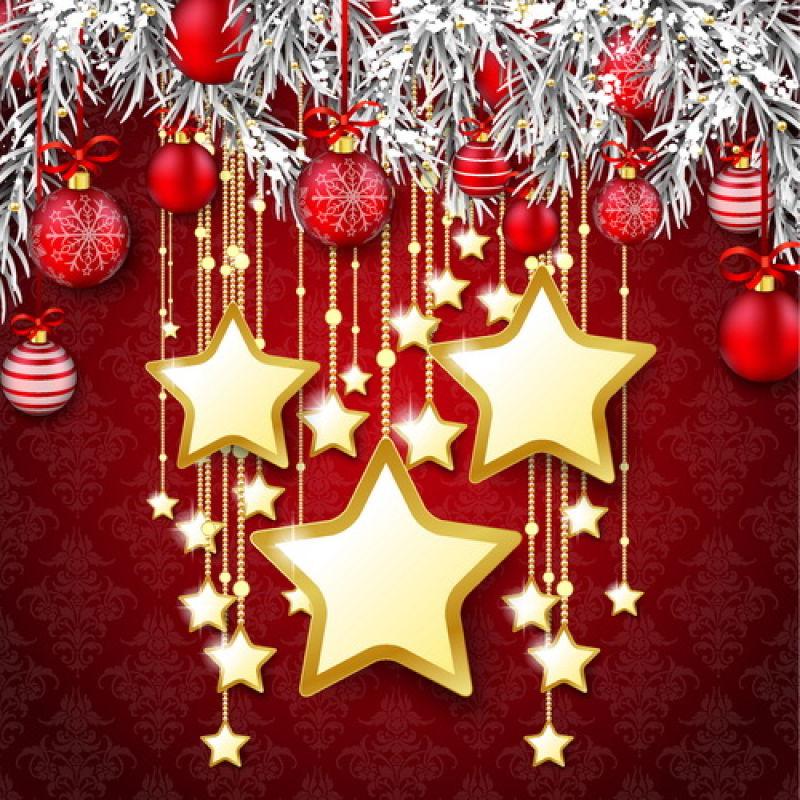 圣诞装饰球和星星图案的圣诞背景矢量