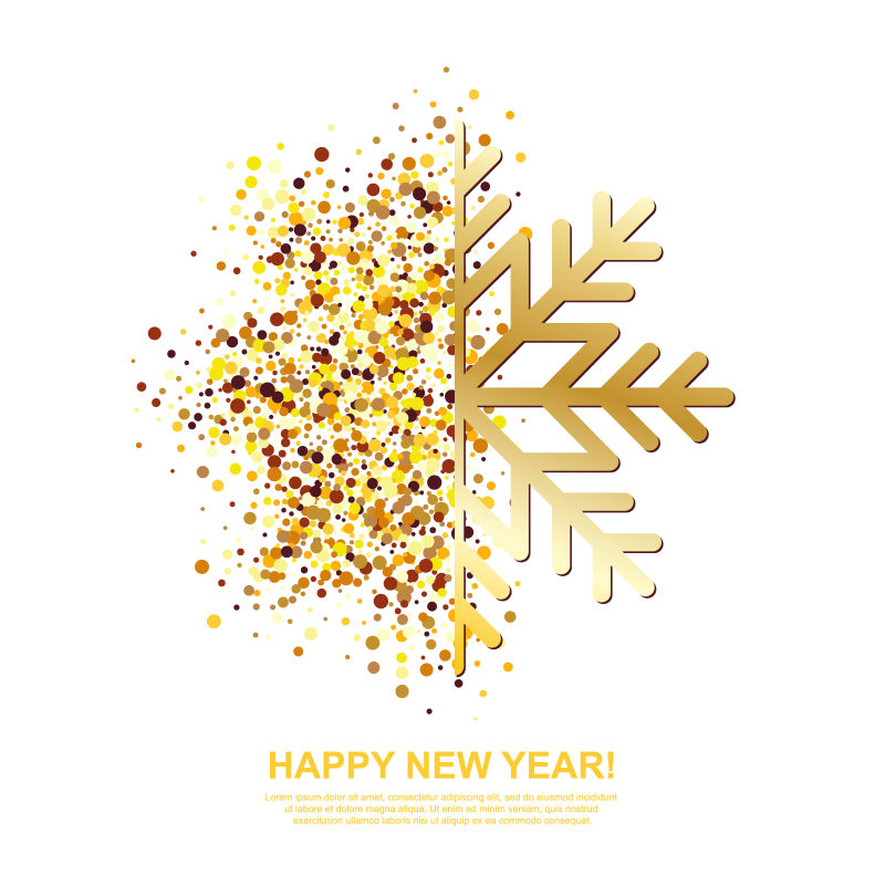 有金色的雪花的矢量新年贺卡
