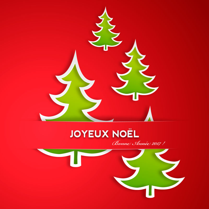 矢量红色和绿色的圣诞树元素背景