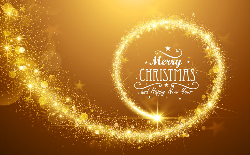 圣诞节黄金光效矢量图