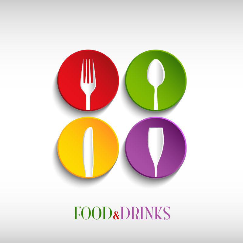 创意的矢量彩色餐厅标志