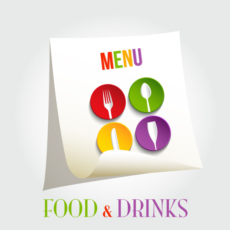 彩色的立体餐厅标志矢量设计
