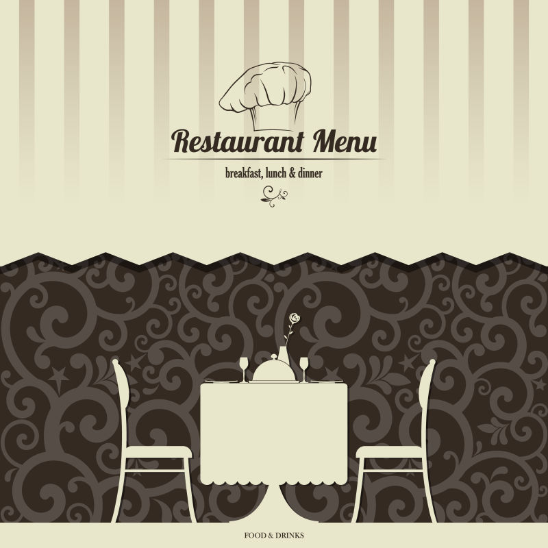 高雅的餐厅菜单封面设计矢量