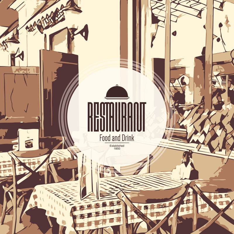 复古创意矢量餐厅菜单封面设计