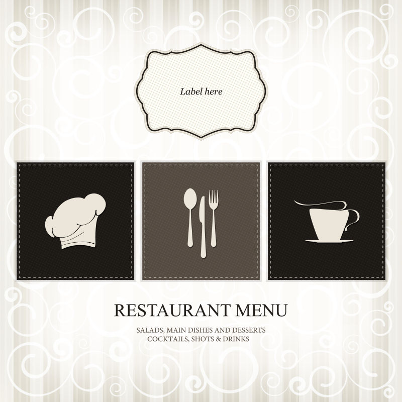西式餐厅菜单封面设计矢量