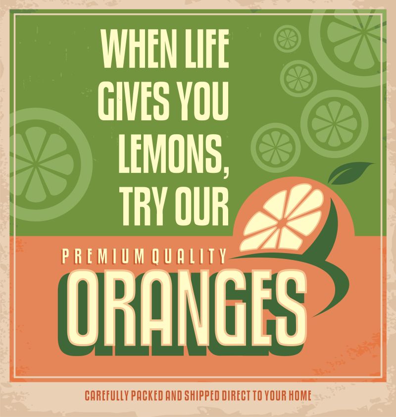 矢量橙子老式海报设计理念