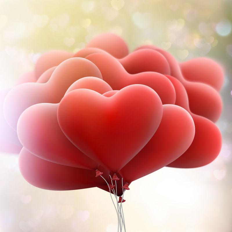 背景气球上的心气球矢量