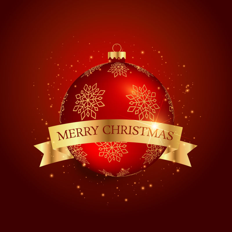 矢量红色背景的金色缎带圣诞舞会