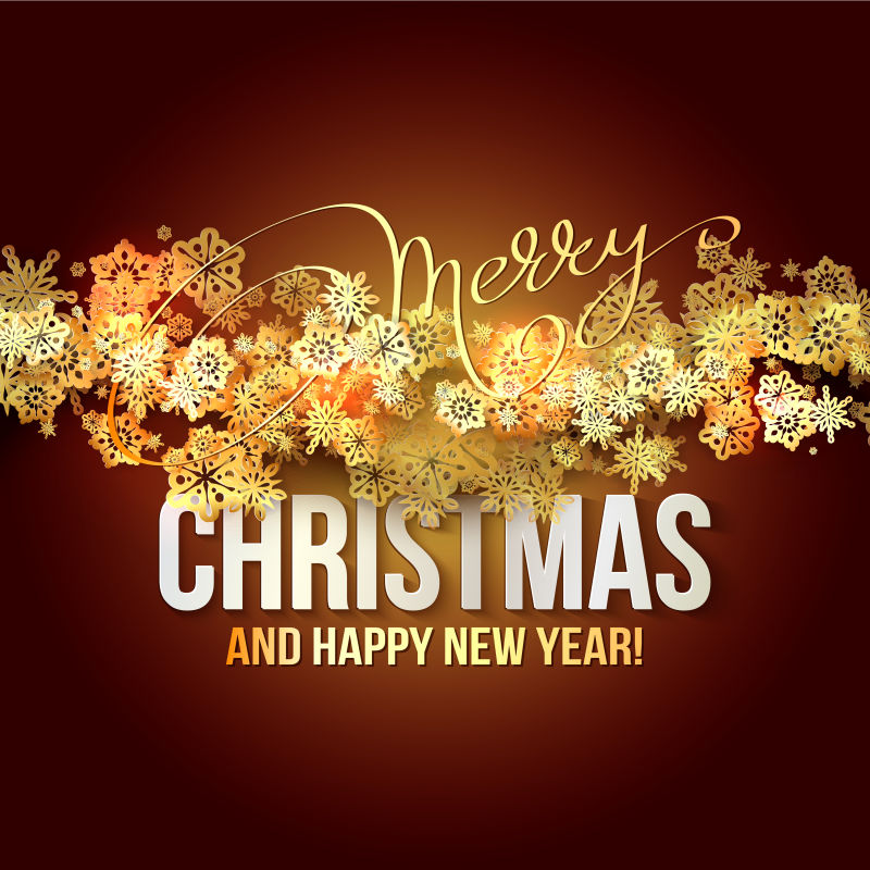 矢量金色的雪花圣诞派对设计