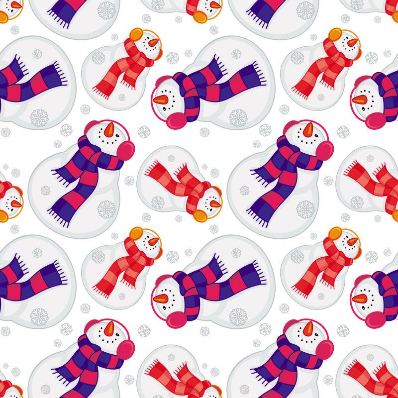 无缝模式与滑稽雪人矢量