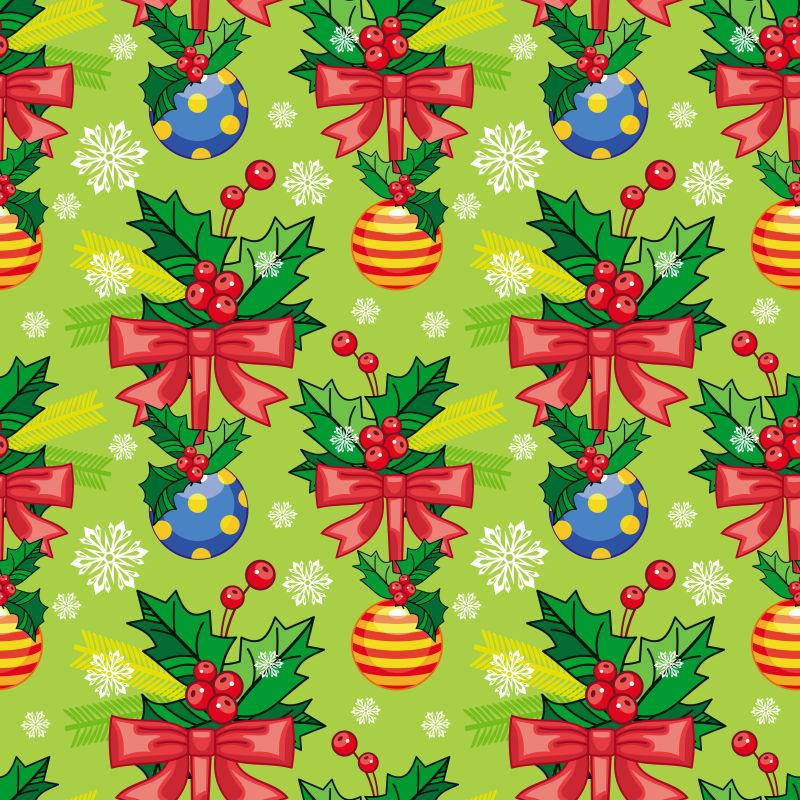 矢量带有圣诞装饰的无缝图案