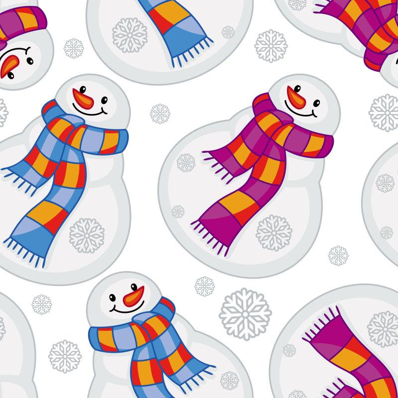 冬季滑稽雪人矢量