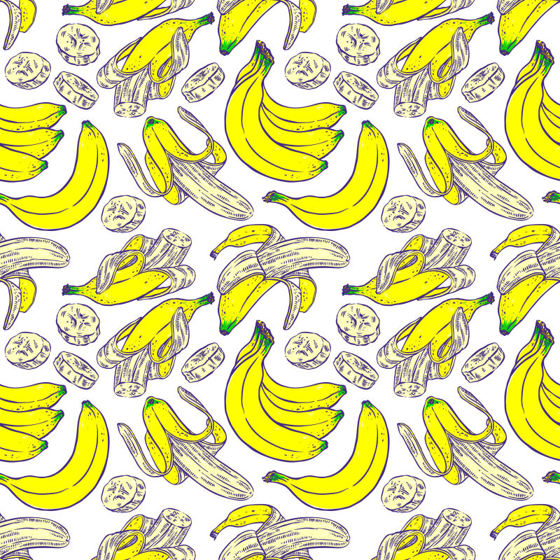 矢量手绘香蕉无缝插图