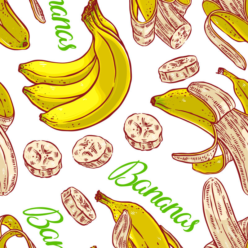 创意矢量无缝香蕉手绘背景