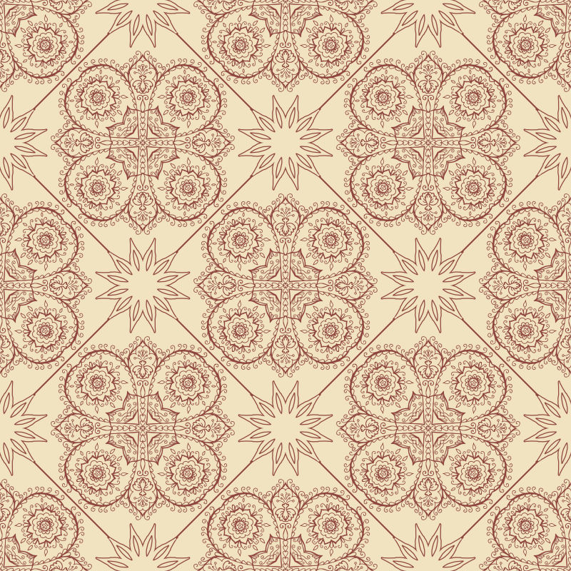 矢量无缝复古花卉装饰背景