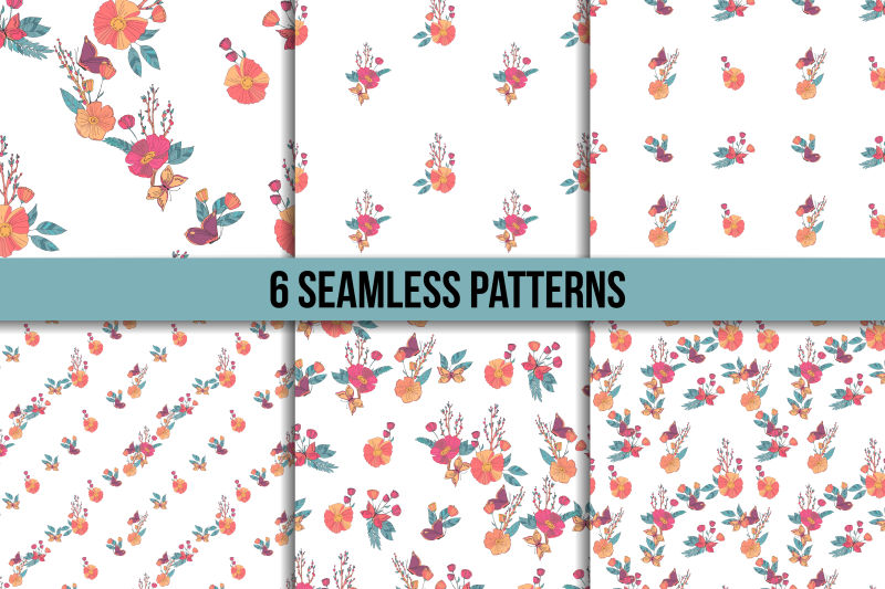 矢量彩色花卉图案设计