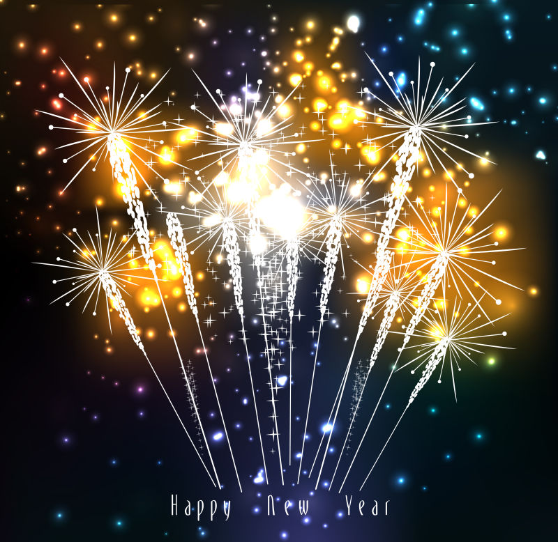 矢量假日新年快乐烟花