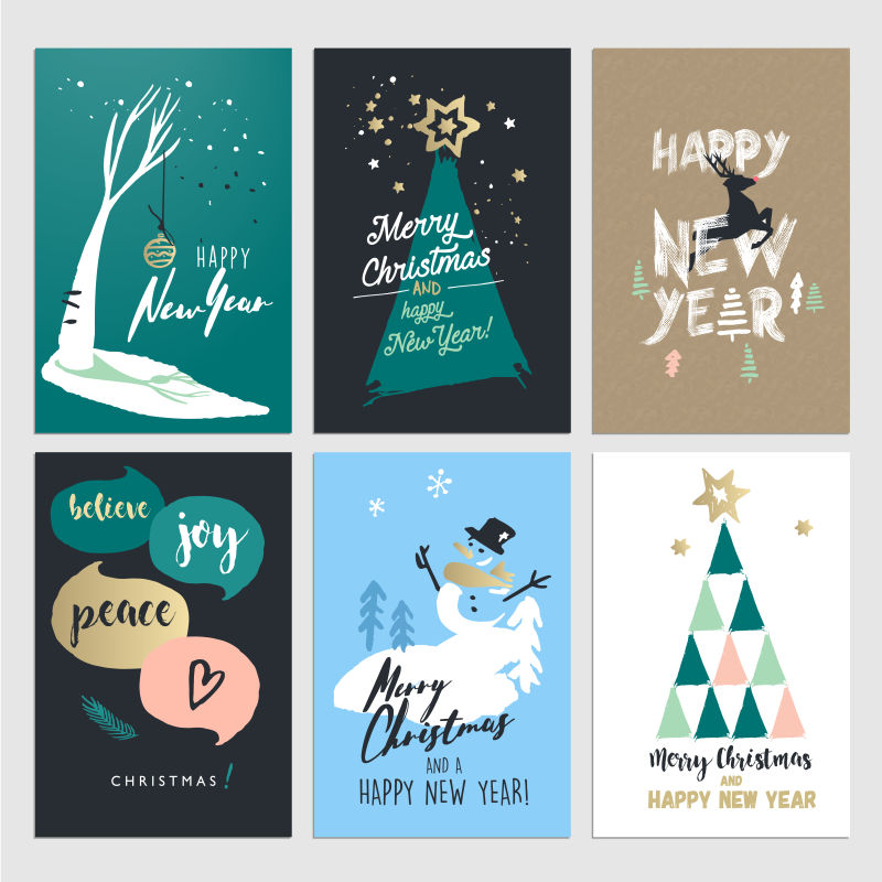 手绘圣诞贺卡矢量图