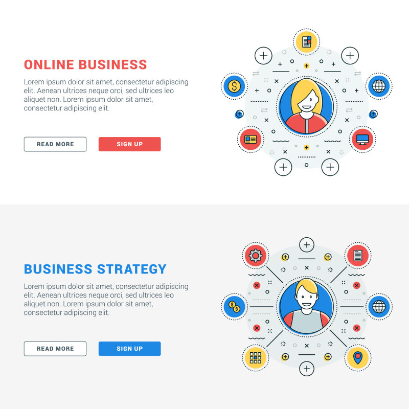 矢量创意网站宣传横幅设计