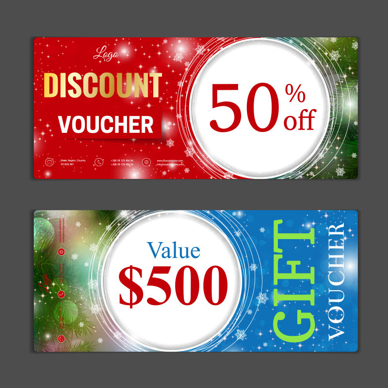 圣诞节礼品券设计矢量