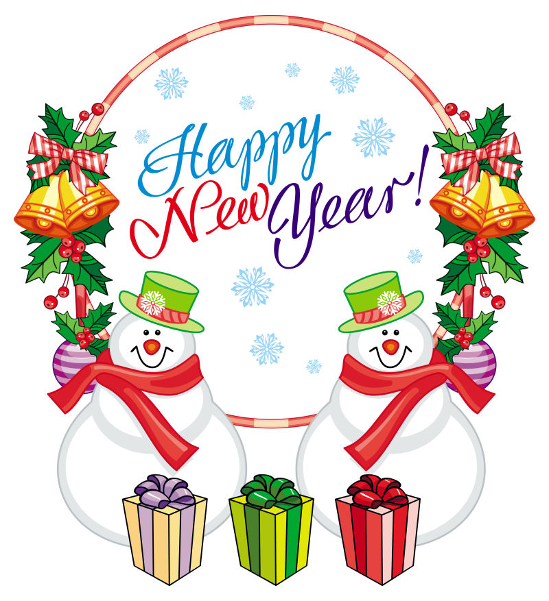 圣诞雪人标签矢量设计