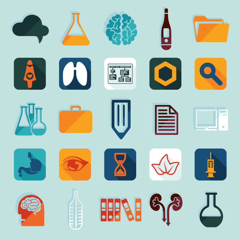 矢量的医学平面图标