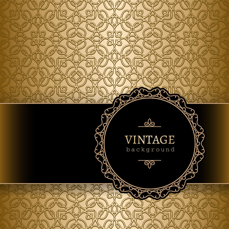 古董黄金花纹和装饰标志矢量背景