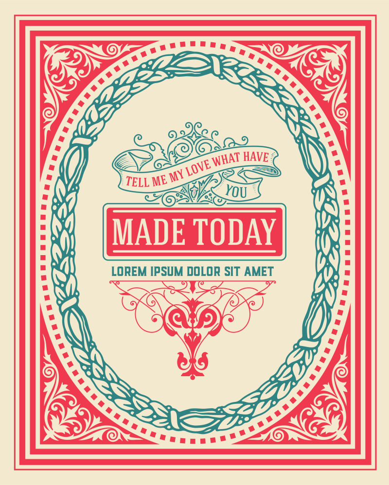 抽象矢量老式双色标签设计