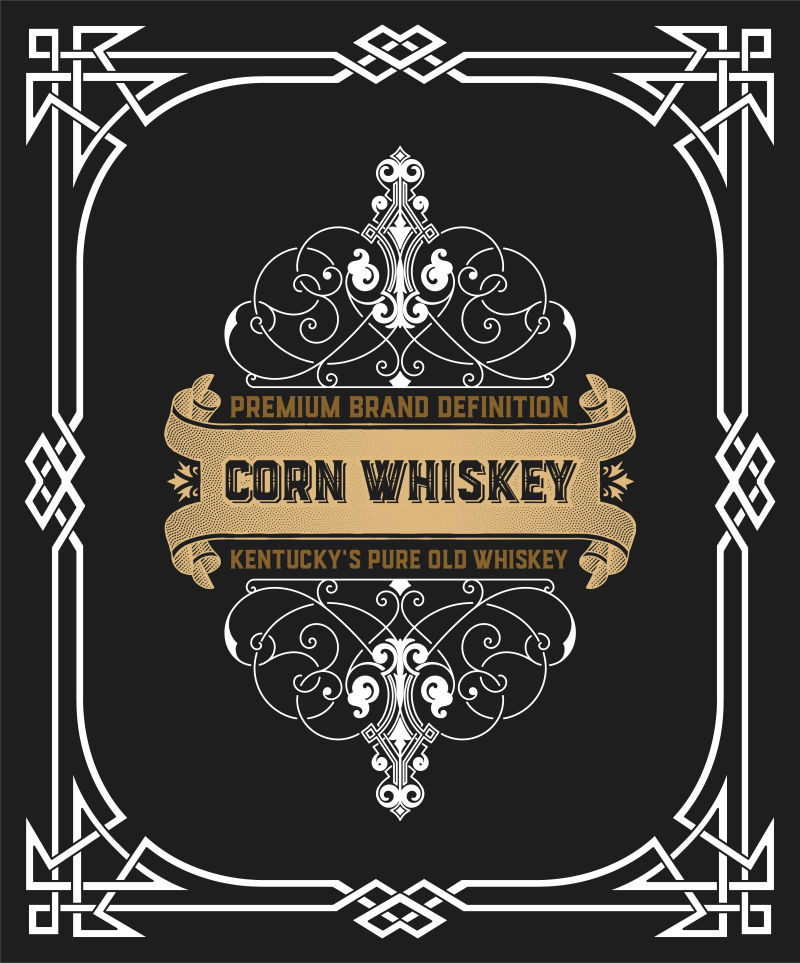 矢量抽象古典威士忌标签设计