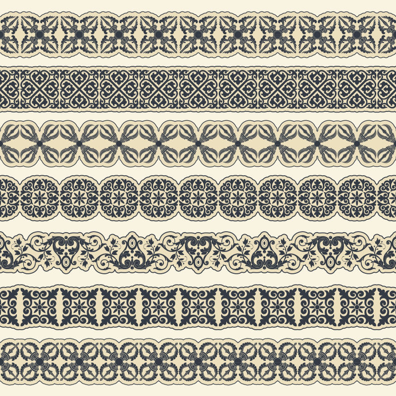 边框花纹设计矢量插图