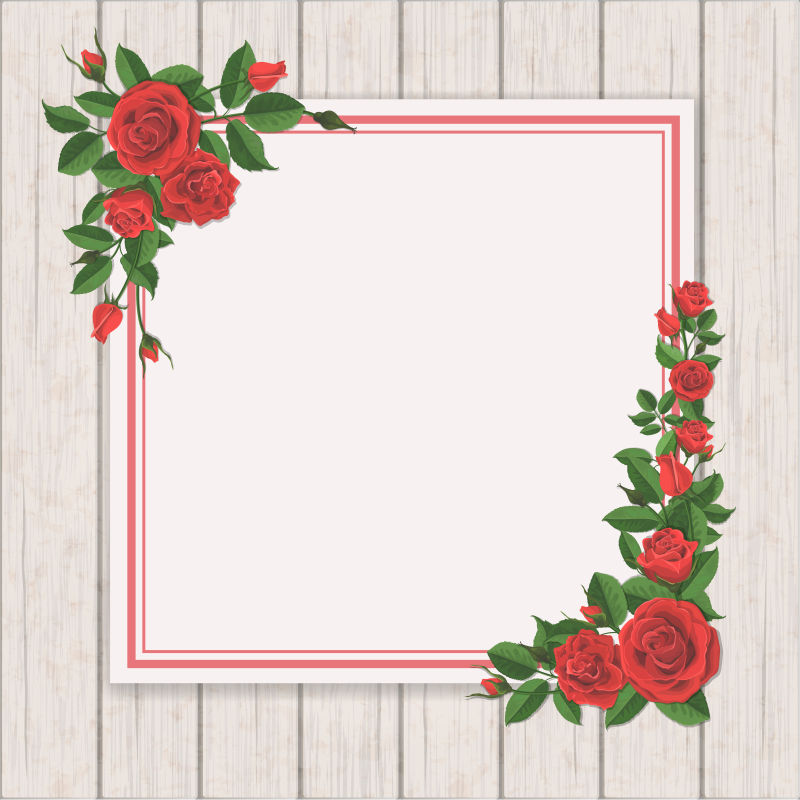 矢量玫瑰元素的装饰卡片设计