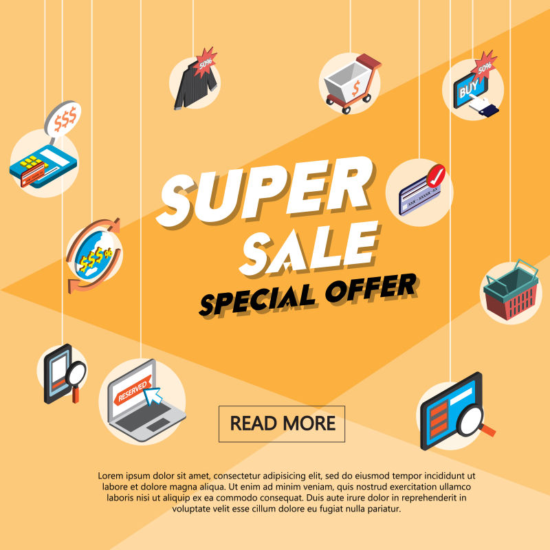 矢量在线购物概念的说明