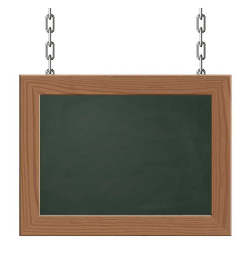 悬挂的木制边框黑板矢量图