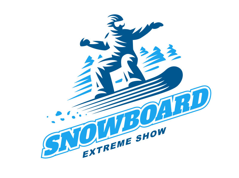滑雪板标志和人矢量