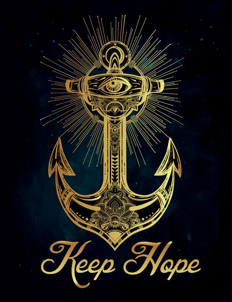 矢量的金色船锚插图