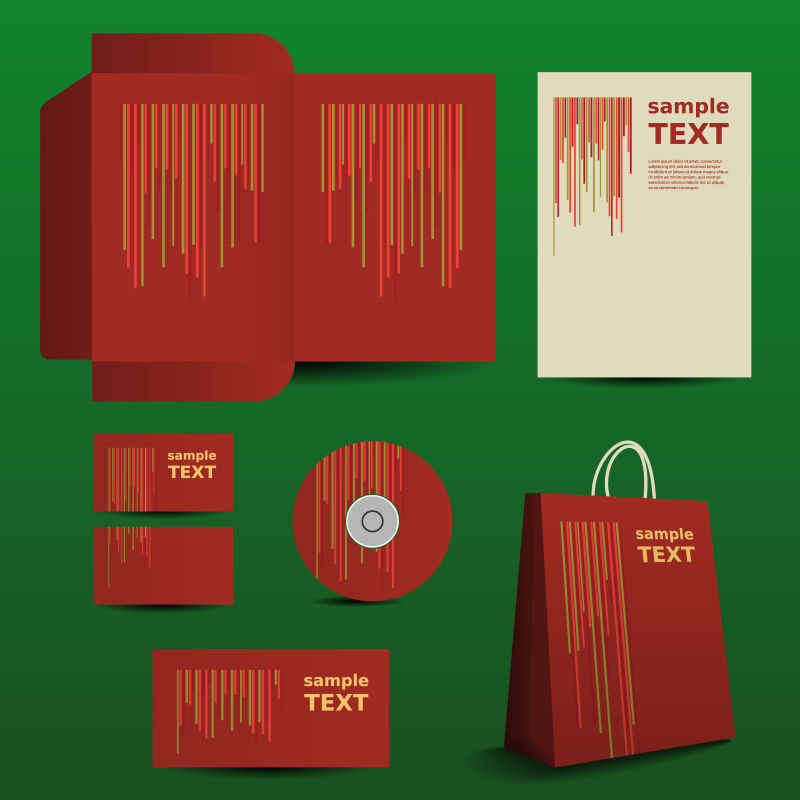 带红色条纹图案的矢量企业形象设计