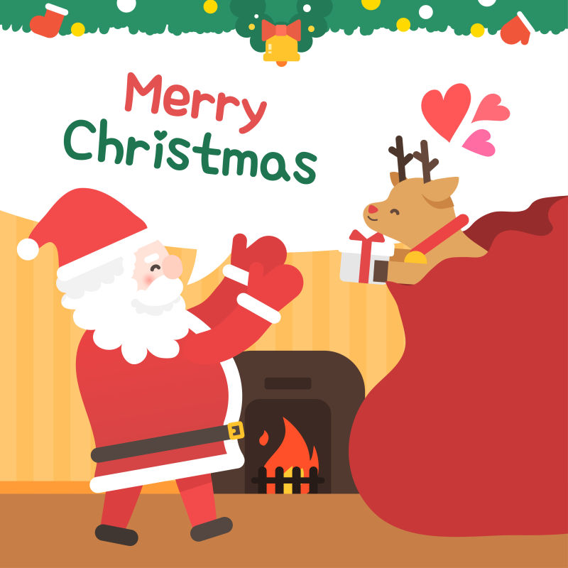 卡通圣诞贺卡插图矢量设计