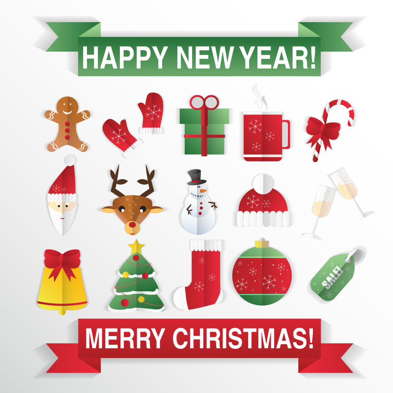 矢量圣诞节装饰图标