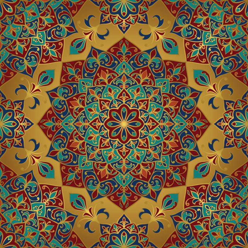 金色装饰的的无缝矢量丰富模式