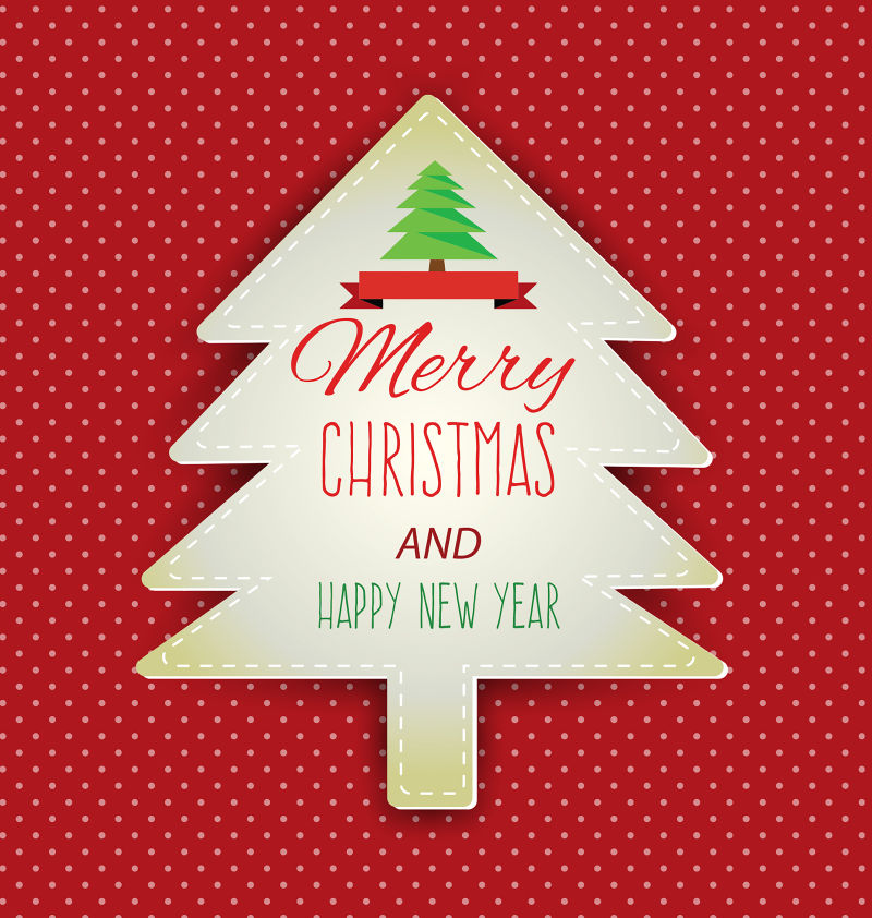 红色波点圣诞贺卡矢量图