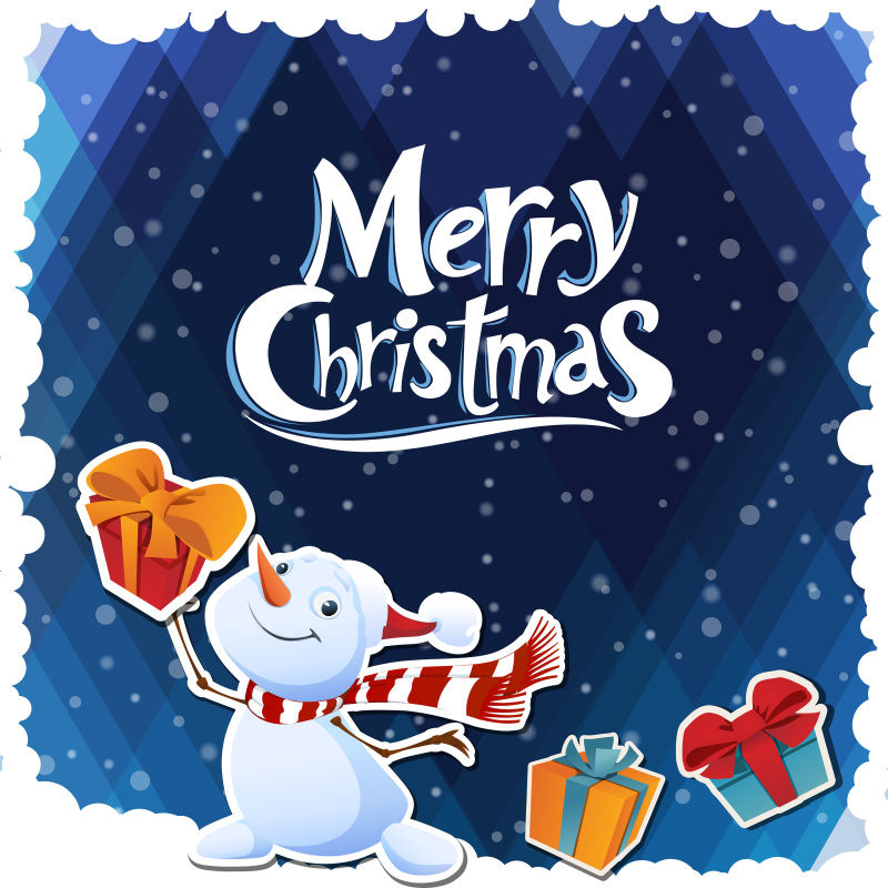 雪人圣诞贺卡矢量