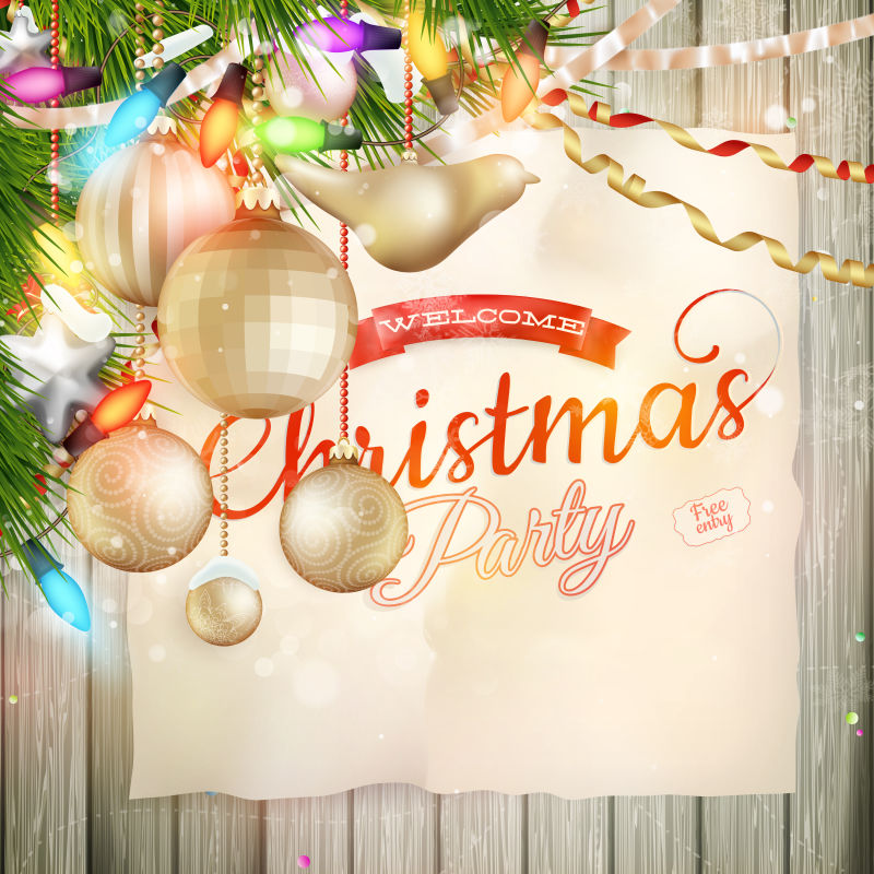 圣诞快乐和装饰矢量