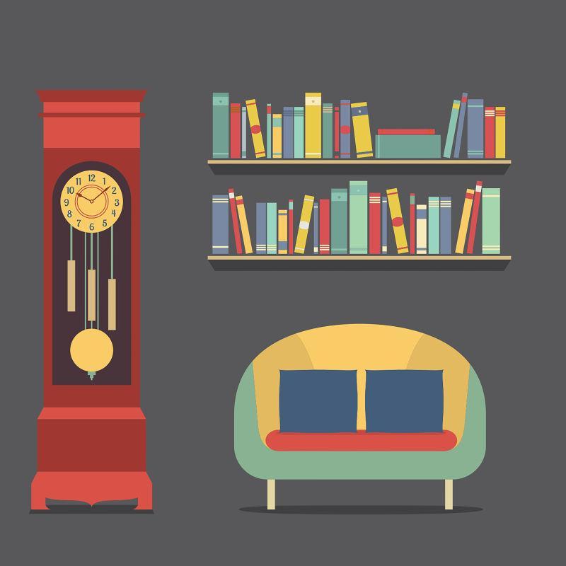 客厅室内设计矢量插图