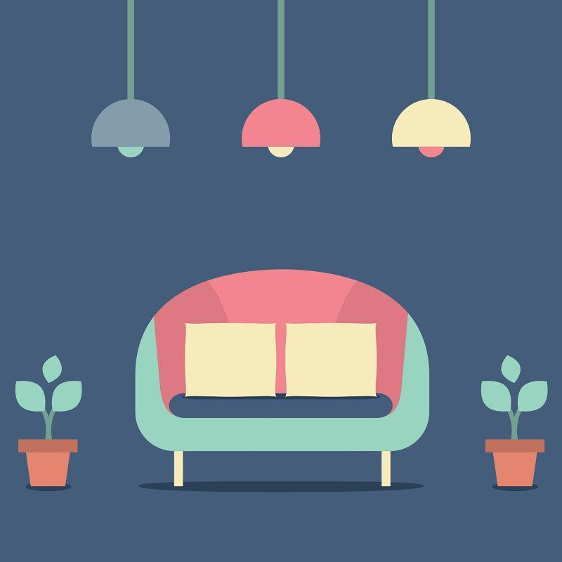 室内古典沙发矢量图