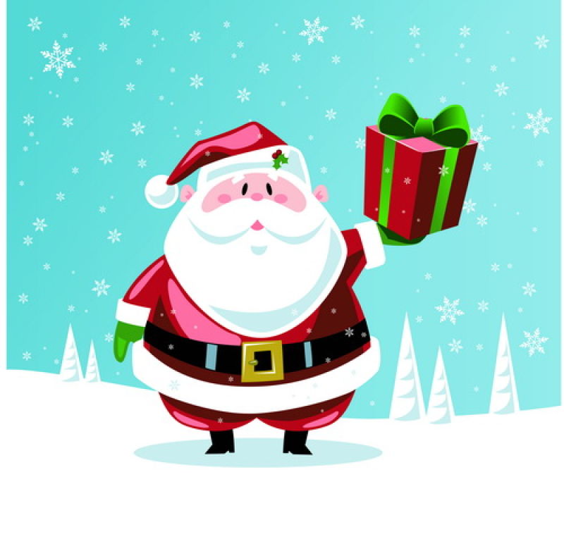 举着圣诞礼物的圣诞老人矢量图