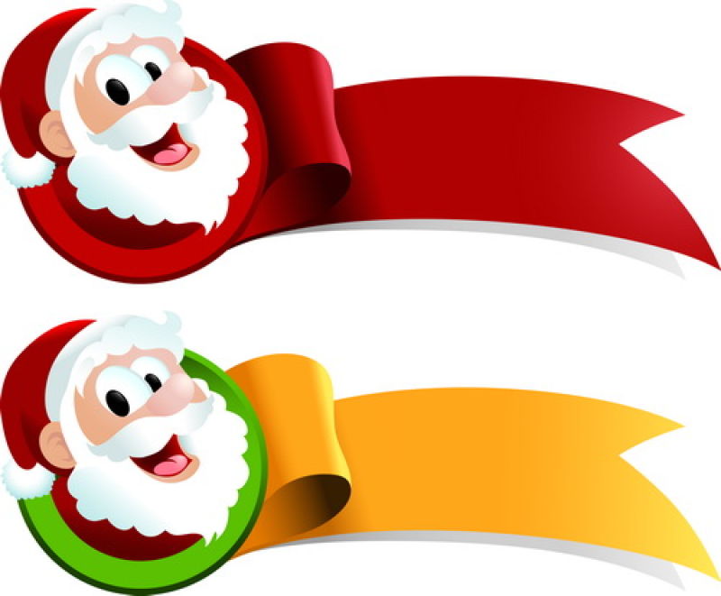 两个卡通圣诞老人头部矢量图